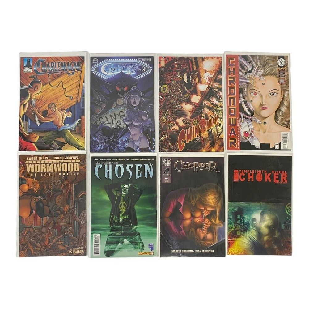 Mixed lot of Comics: Charlemagne, Charsmagic #2, Chin Music, Chronowar, Wormwood